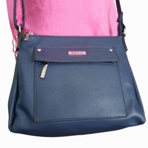 ROOTS 73 Navy Faux Leather Crossbody Shoulder Bag